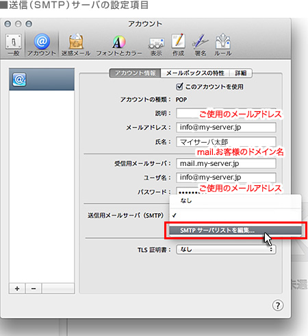 ■送信サーバの設定項目